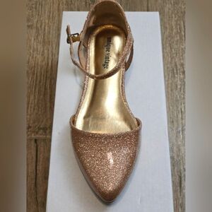 NEW, Unique Vintage Champagne Glitter Libby Flats, size 6/37